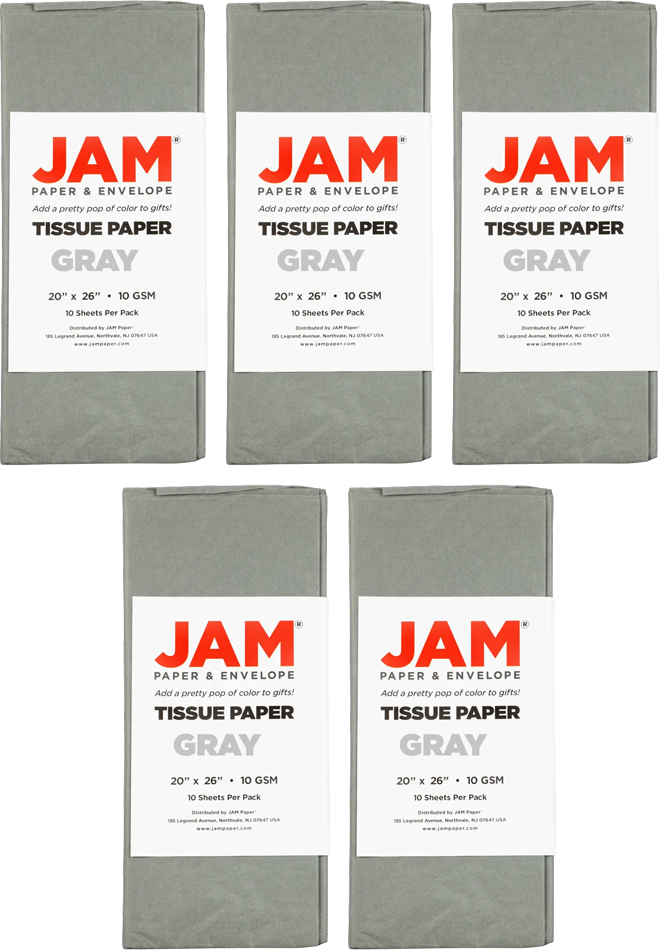 Gray Tissue Paper (20 x 26) 5 Packs of 10 Sheets (50 Total Sheets)