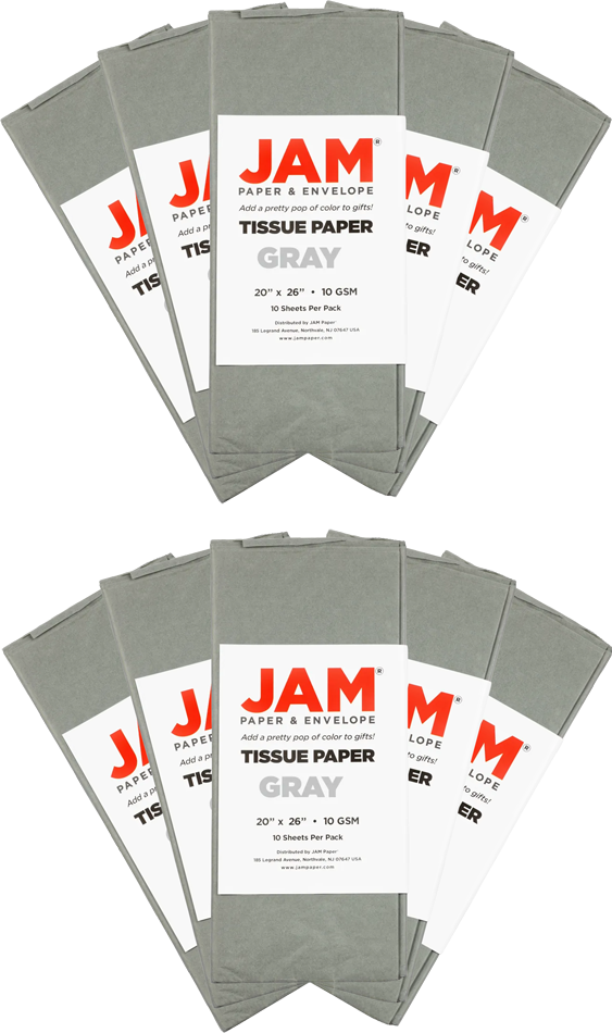 Gray Tissue Paper (20 x 26) 10 Packs of 10 Sheets (100 Total Sheets)