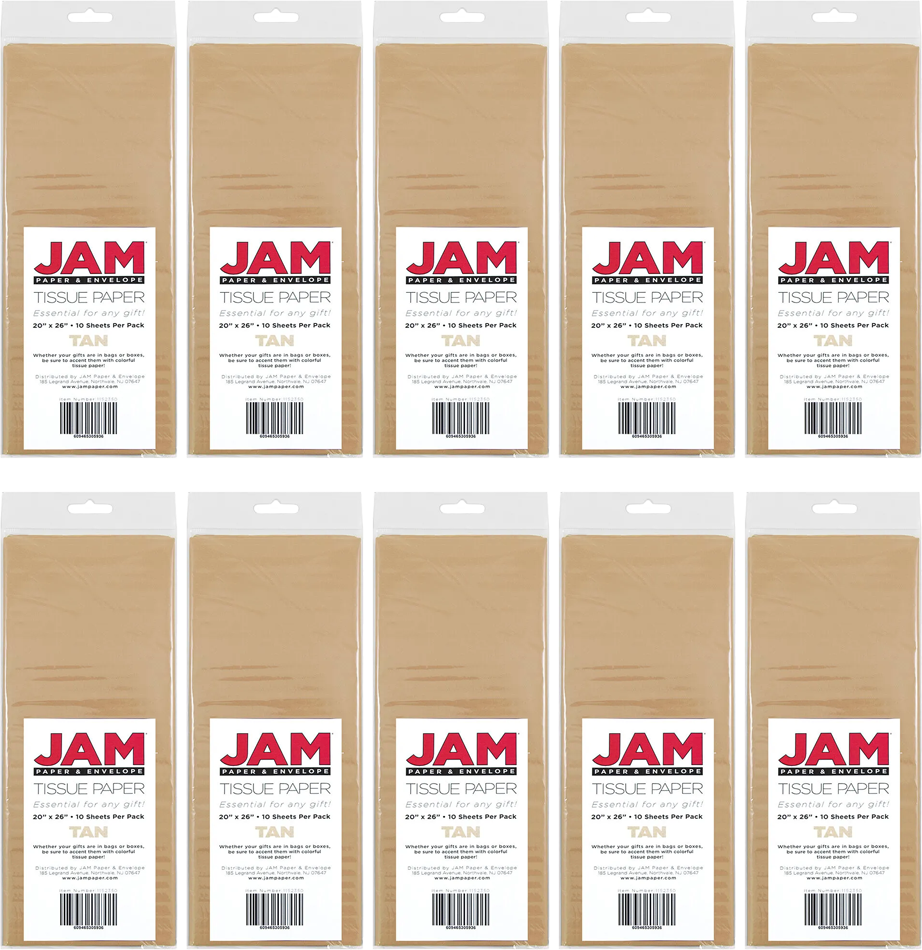 Tan Tissue Paper (20 x 26) 10 Packs of 10 Sheets (100 Total Sheets)