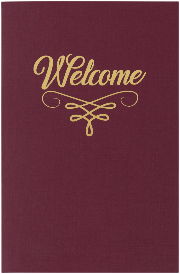 Burgundy Linen with Gold Foil 6 x 9 Welcome Folders