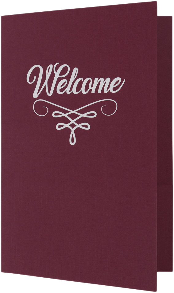 Burgundy Linen with Silver Foil 6 x 9 Welcome Folders