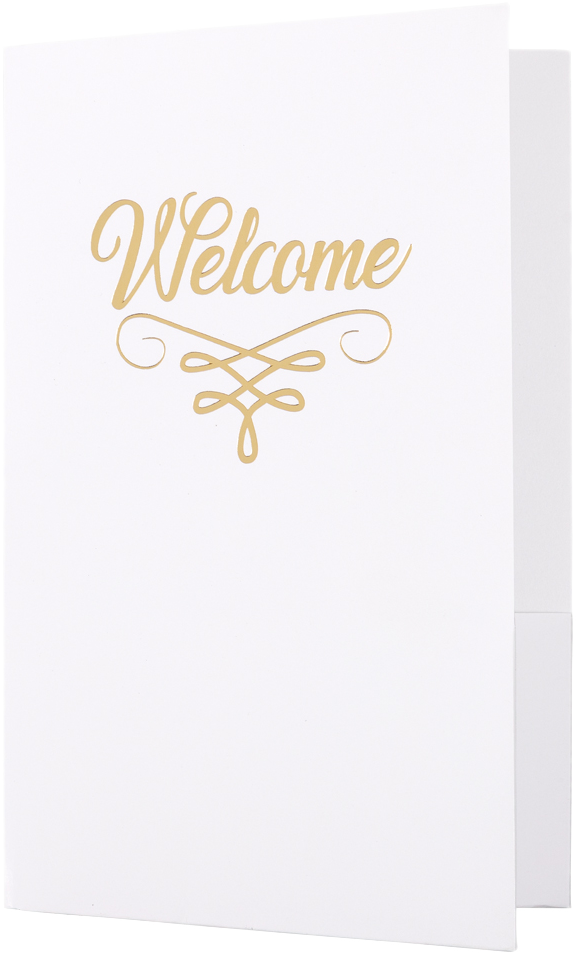 Glossy White with Gold Foil 6 x 9 Welcome Folders