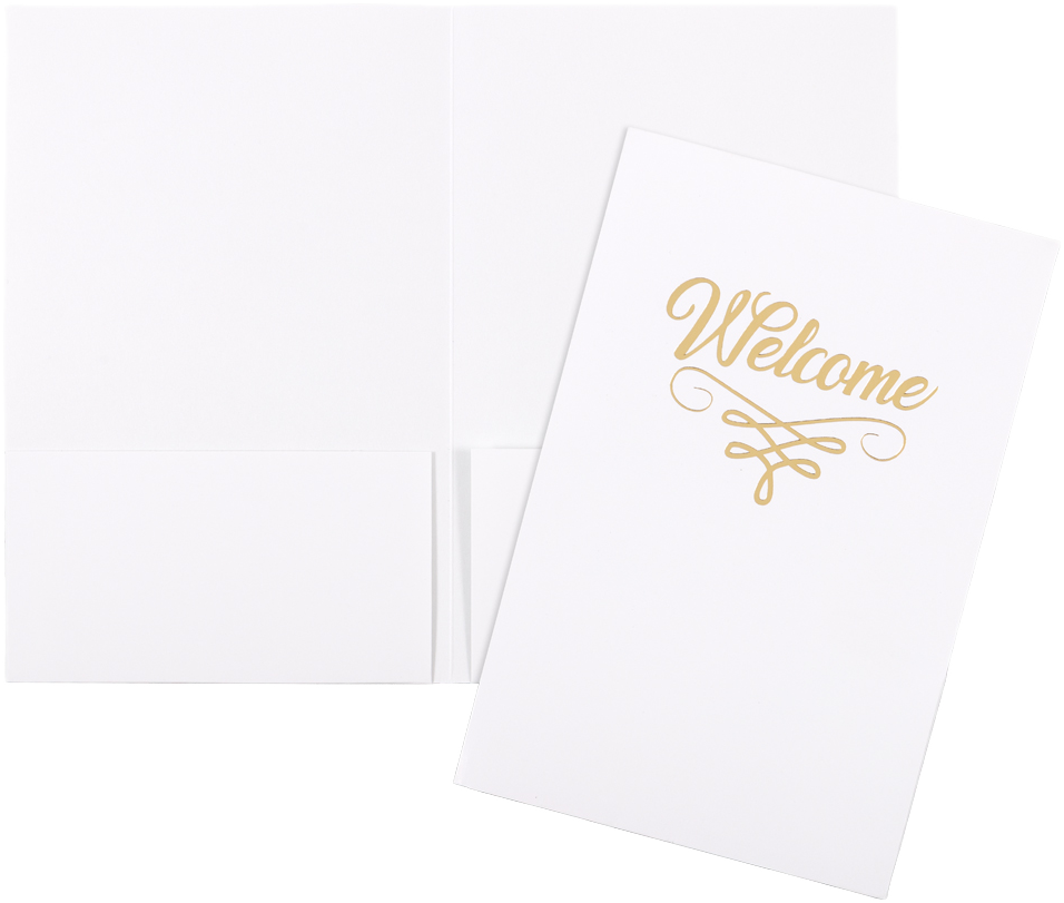 Glossy White with Gold Foil 6 x 9 Welcome Folders