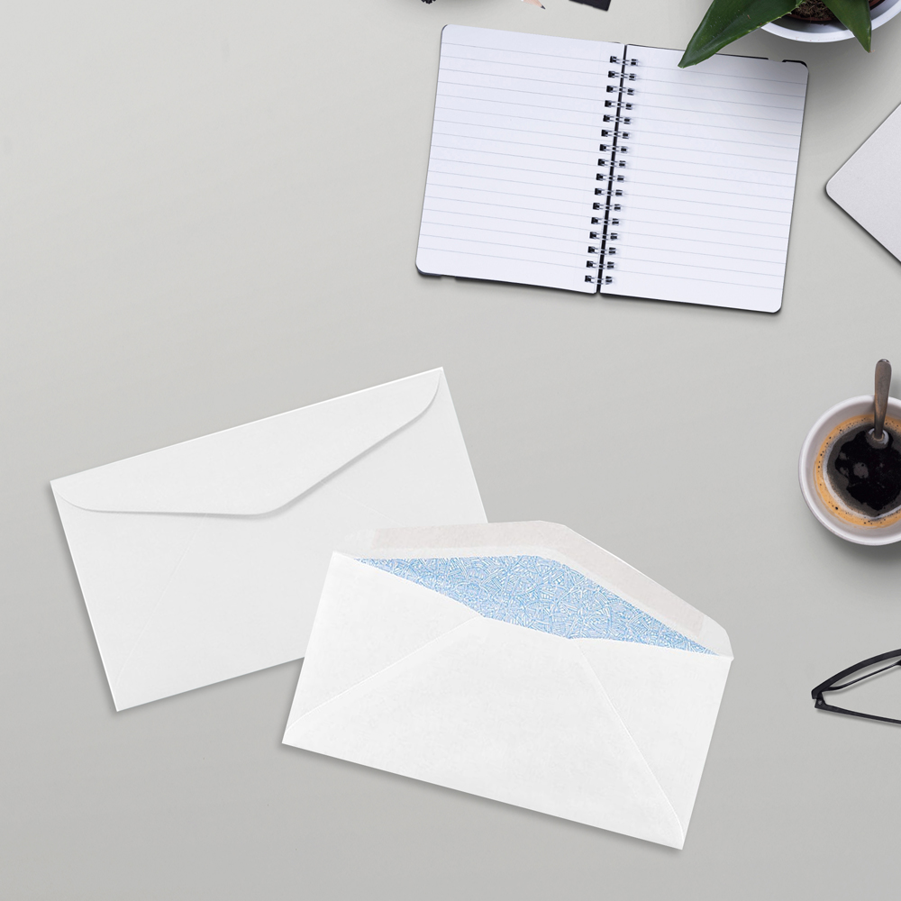 White with Security Tint 24lb #6 1/4 Regular Envelopes (3 1/2 x 6)