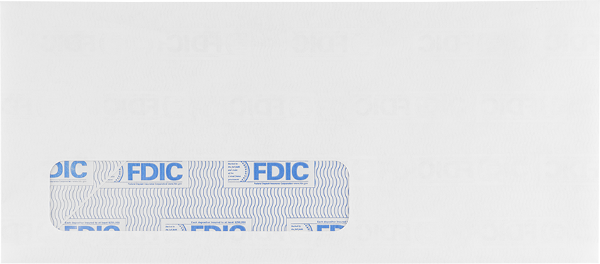 White with FDIC Security Tint 24lb #10 Window Envelopes (4 1/8 x 9 1/2)