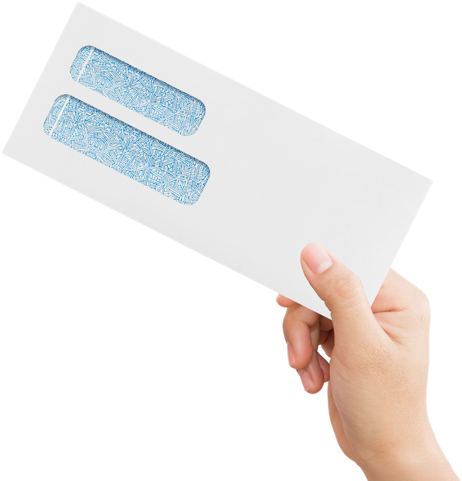 White with Security Tint 24lb #10 Double Window Envelopes (4 1/8 x 9 1/2)