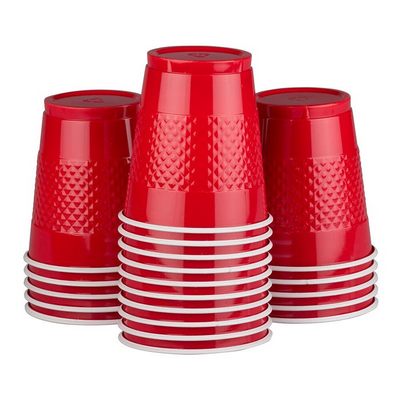 Red Party Tableware Kit (Small and Medium Plastic Plates, Lunch and Beverage Napkins, Plastic Cups, and Plastic Tablecover) - 160 Pack