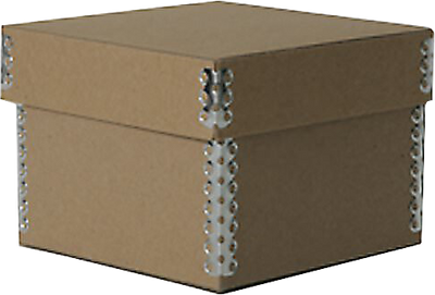 Natural Kraft Medium Gift Boxes with Metal Edge (4 1/4 x 4 1/4 x 3)