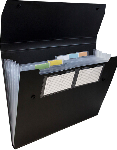 Black with Snap Letter Size 6 Pocket Expanding Files (9 x 13)