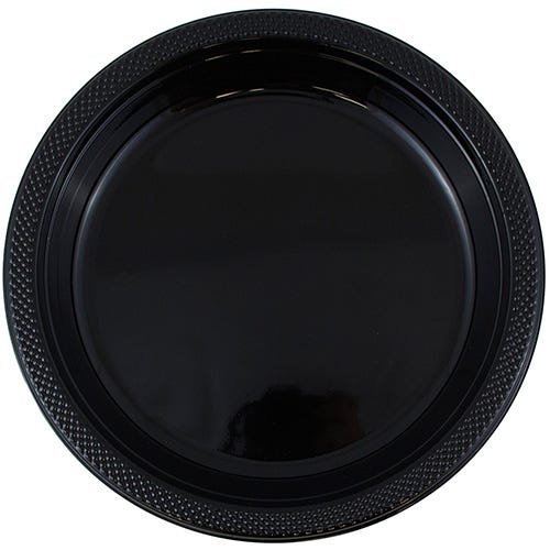 Black and Silver Party Tableware Kit (Small and Medium Plastic Plates, Lunch and Beverage Napkins, Plastic Cups, and Plastic Tablecovers) - 160 Pack