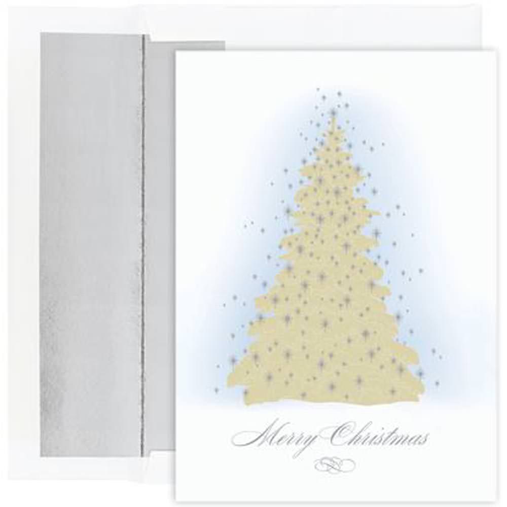 Frosted Tree Christmas Cards - 15 Pack
