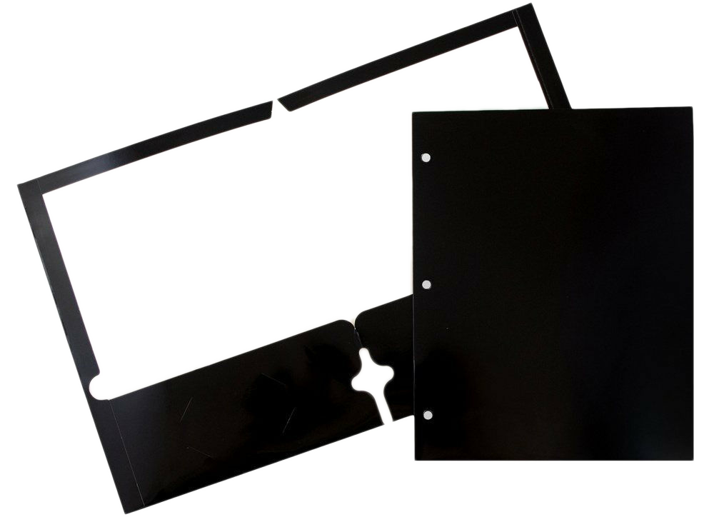 Glossy Black 9 x 12 3 Hole Punch Folders