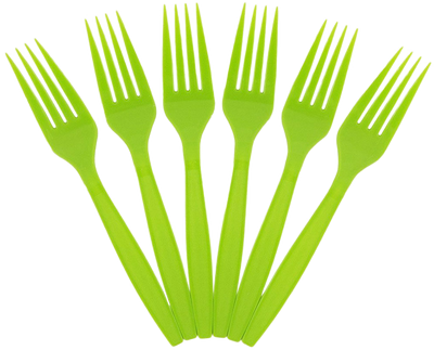 Lime Green Plastic Forks - 100 Pack