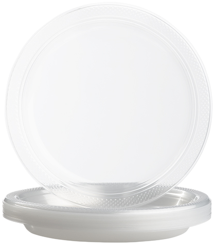 Clear Medium Plastic Plates (9 Inch) - 20 Pack