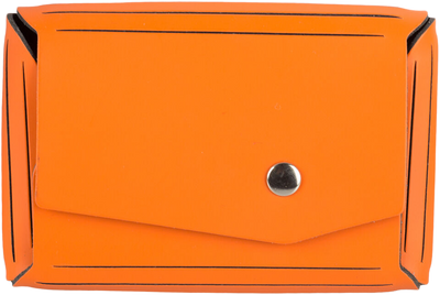 Orange Leather Business Card Case with Snap Closure - 20 Card Capacity