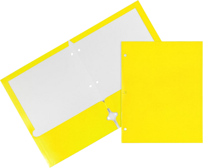 Glossy Yellow 9 x 12 3 Hole Punch Folders