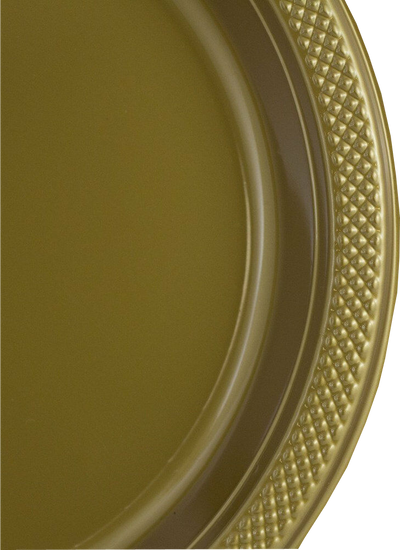 Gold Large 3 Compartment Plastic Plates (10 1/4 Inch) - 20 Pack