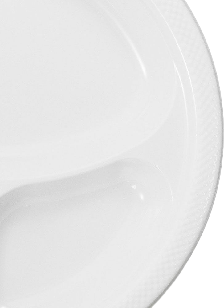 White Large 3 Compartment Plastic Plates (10 1/4 Inch) - 20 Pack