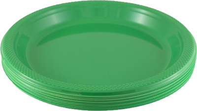 Green Large Plastic Plates (10 1/4 Inch) - 20 Pack