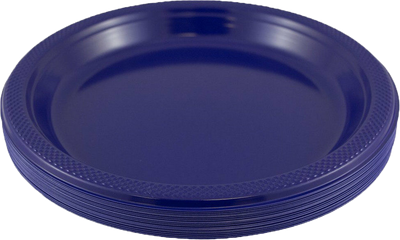 Navy Blue Large Plastic Plates (10 1/4 Inch) - 20 Pack