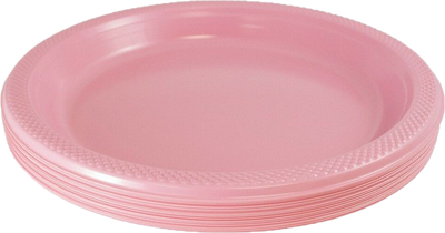 Light Pink Large Plastic Plates (10 1/4 Inch) - 20 Pack