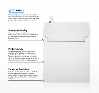 White 28lb 5 x 5 Square Envelopes with Peel & Seal