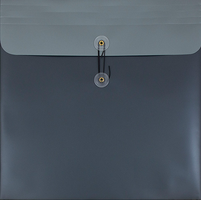 Charcoal Gray Metallic 13 x 13 Square Plastic Envelopes with Button & String