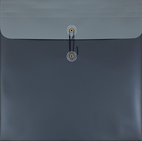 Charcoal Gray Metallic 13 x 13 Square Plastic Envelopes with Button & String