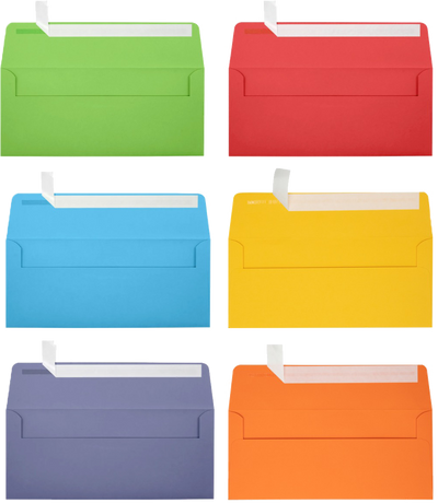 Assorted Primary #10 (4 1/8 x 9 1/2) Envelopes - 150 Pack