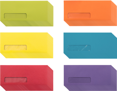 Assorted Primary #10 Window Envelope (3 1/2 x 6 1/2) - 150 Pack