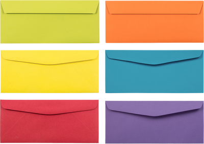 Assorted Primary #10 Window Envelope (3 1/2 x 6 1/2) - 150 Pack