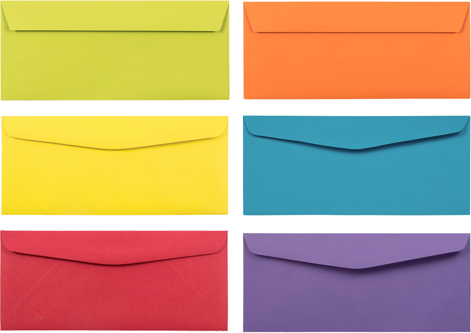 Assorted Primary #10 Window Envelope (3 1/2 x 6 1/2) - 150 Pack