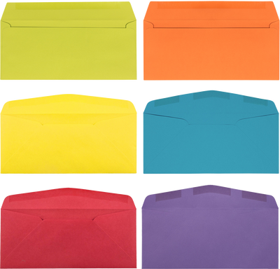 Assorted Primary #10 Window Envelope (3 1/2 x 6 1/2) - 150 Pack