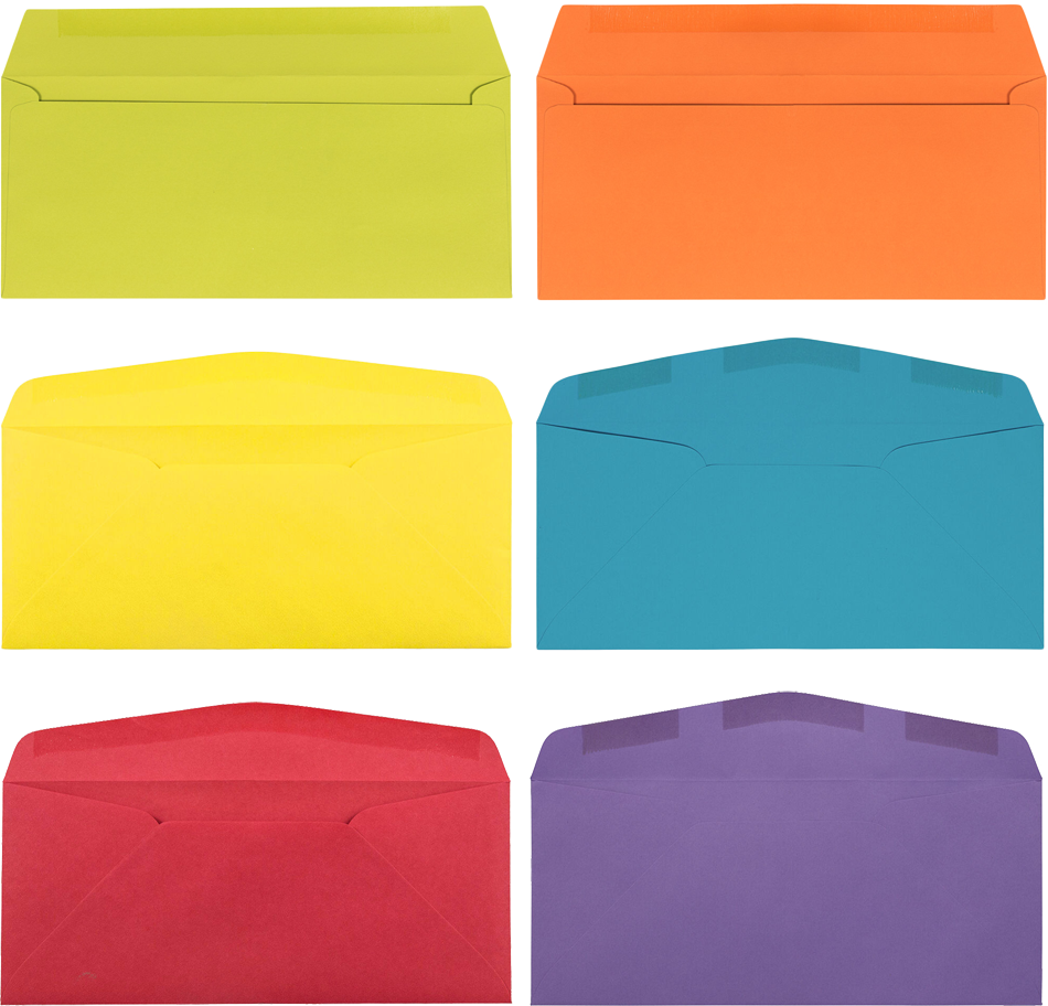 Assorted Primary #10 Window Envelope (3 1/2 x 6 1/2) - 150 Pack