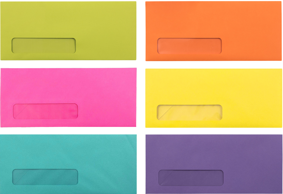 Assorted #10 Window Envelope (3 1/2 x 6 1/2) - 150 Pack