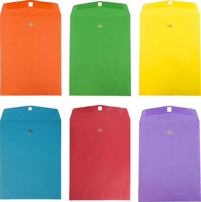 Assorted 10 x 13 Open End Envelopes with Clasp - 150 Pack