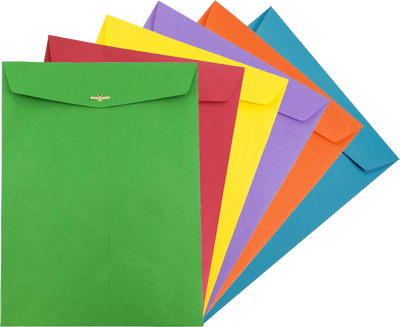 Assorted 10 x 13 Open End Envelopes with Clasp - 150 Pack