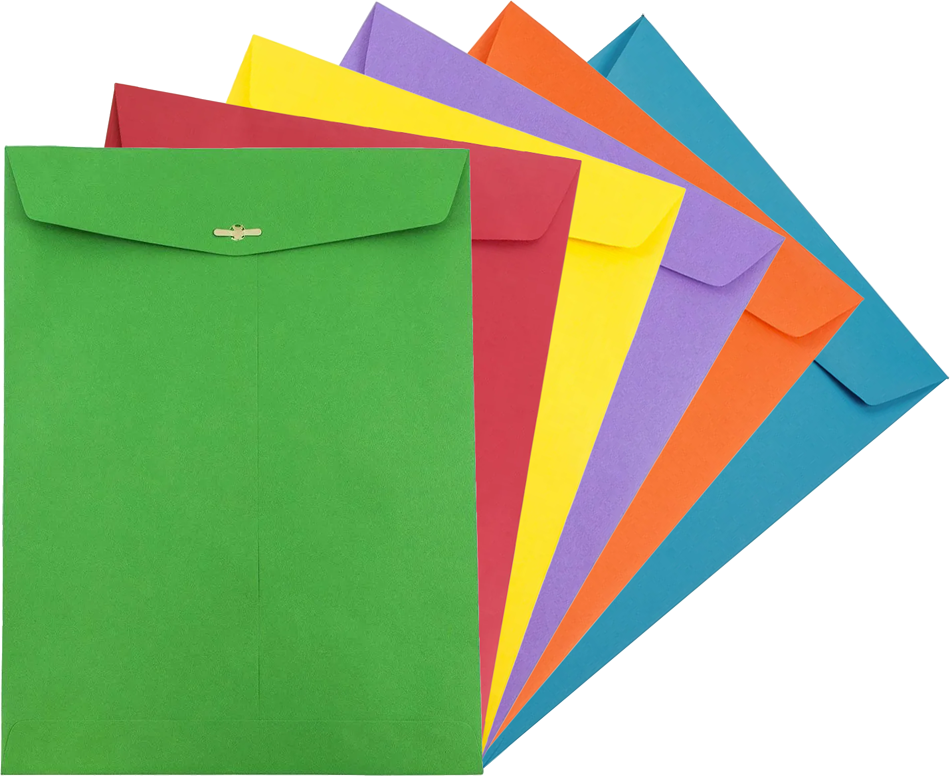 Assorted 10 x 13 Open End Envelopes with Clasp - 150 Pack