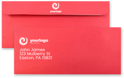 Red 24lb #10 Square Flap Envelopes (4 1/8 x 9 1/2) with Peel & Seal