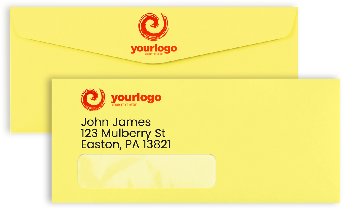 Pastel Canary Yellow 24lb #10 Window Envelopes (4 1/8 x 9 1/2)