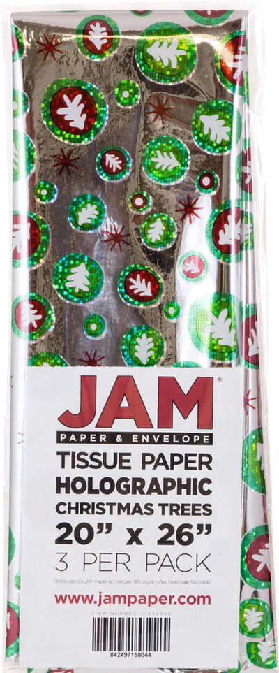 Holographic Christmas Trees Tissue Paper (20 x 26) - 3 Sheets
