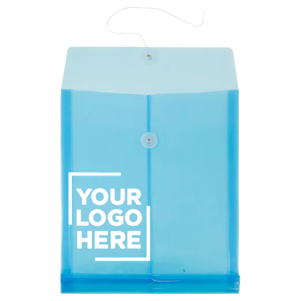 Blue Letter Open End Plastic Envelopes (9 3/4 x 13) with Button & String