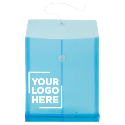Blue Letter Open End Plastic Envelopes (9 3/4 x 13) with Button & String