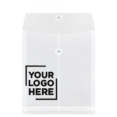 Clear Letter Open End Plastic Envelopes (9 3/4 x 11 3/4) with Button & String