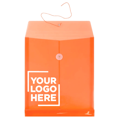 Orange Letter Open End Plastic Envelopes (9 3/4 x 13) with Button & String