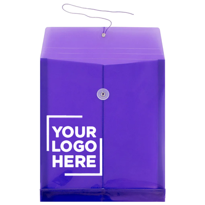 Purple Letter Open End Plastic Envelopes (9 3/4 x 13) with Button & String