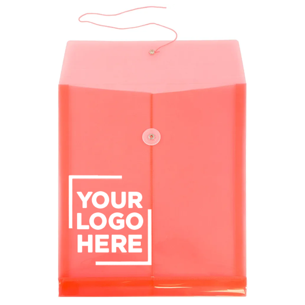 Red Letter Open End Plastic Envelopes (9 3/4 x 13) with Button & String