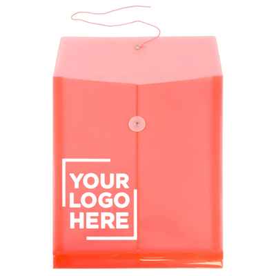 Red Letter Open End Plastic Envelopes (9 3/4 x 13) with Button & String