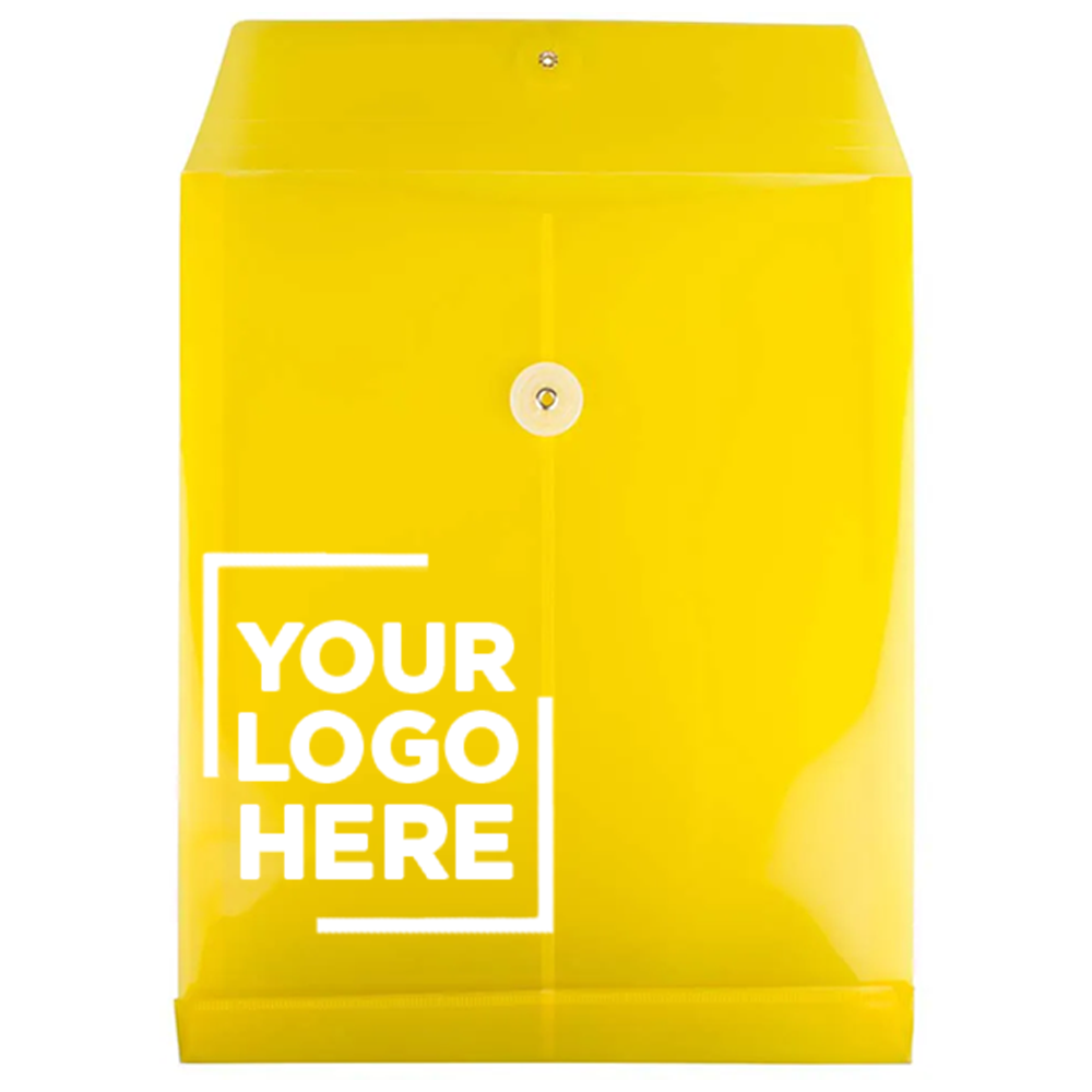 Yellow Letter Open End Plastic Envelopes (9 3/4 x 13) with Button & String