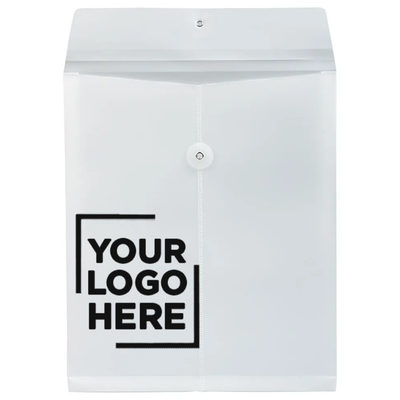 White Letter Open End Plastic Envelopes (9 3/4 x 13) with Button & String